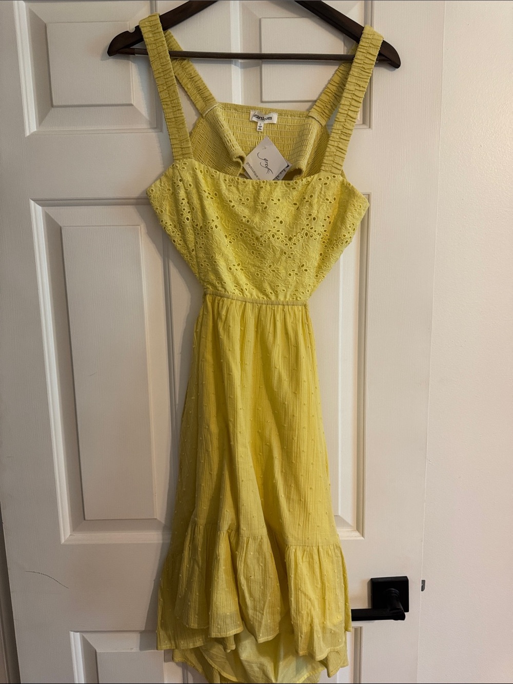 Heartloom Yellow Eyelet Midi Dress